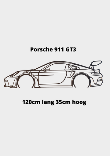 Porsche 911 GT3 shilouet 120x32cm vanaf €49.95